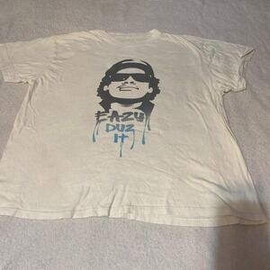 "Eazy Duz It" white graphic tee L
